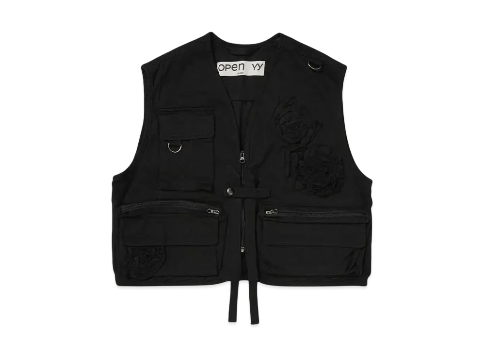 OPEN YY APPLIQUE CARGO VEST "BLACK"