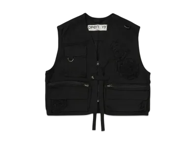 OPEN YY APPLIQUE CARGO VEST "BLACK"