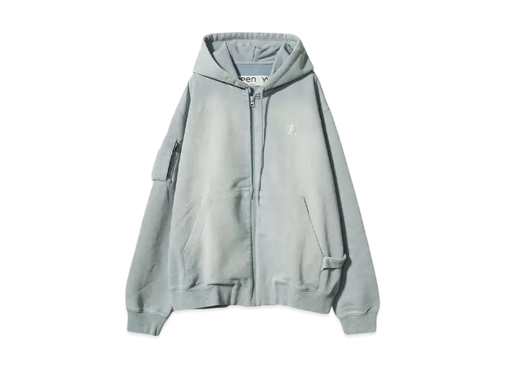 OPEN YY POCKET WASHED BOX HOODIE "BLUE"
