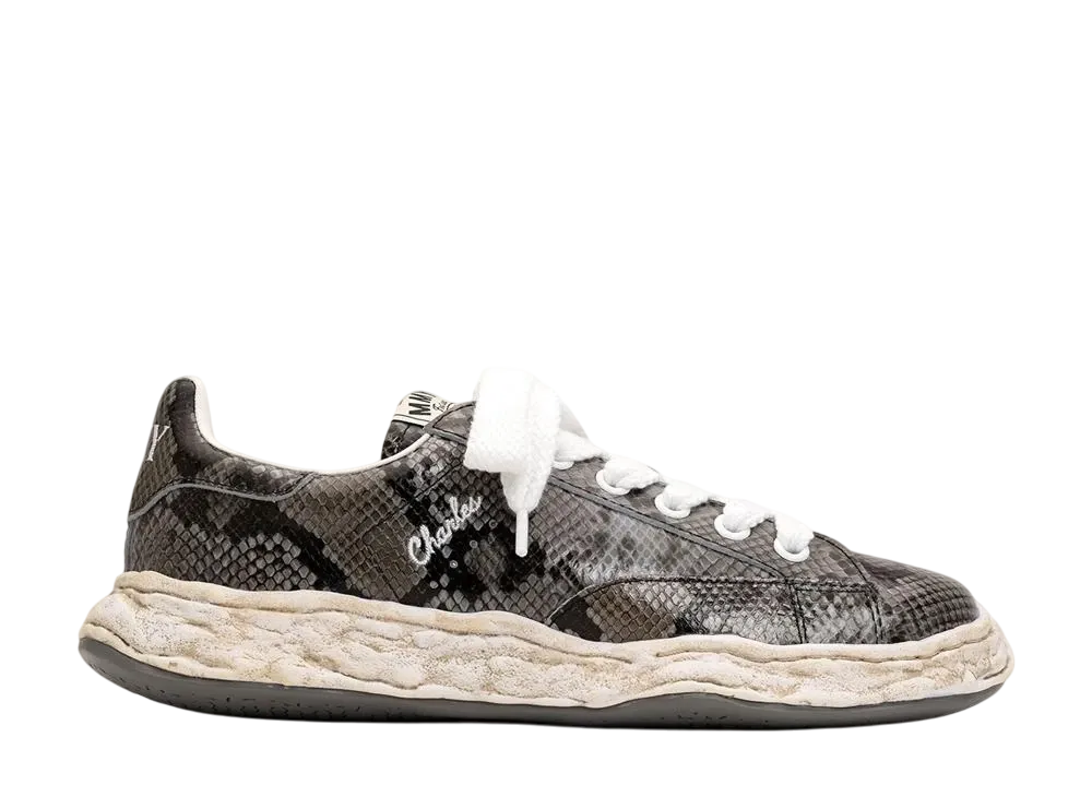 メゾンミハラヤスヒロ キース OG ソール チャールズ OG パイソン プリンテッド レザー ロートップ スニーカー "グレー" (A14FW712)