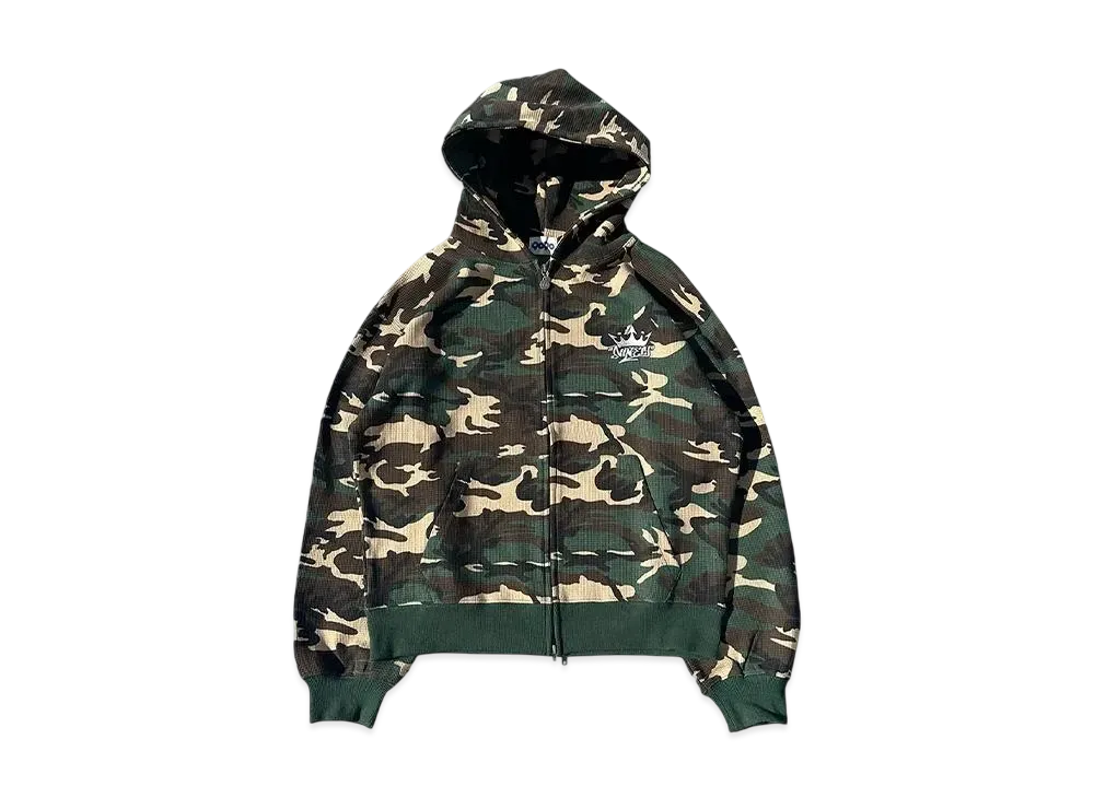 9090 King Logo Thermal Zip Hoodie "GREEN CAMO"