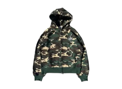9090 King Logo Thermal Zip Hoodie "GREEN CAMO"