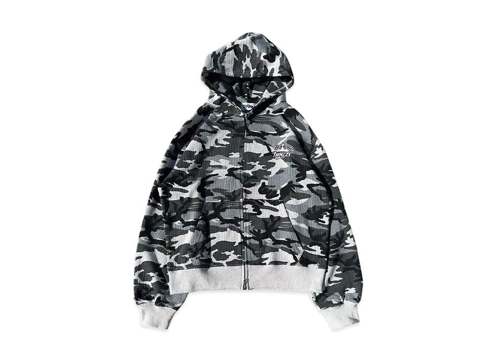 9090 King Logo Thermal Zip Hoodie "GRAY CAMO"