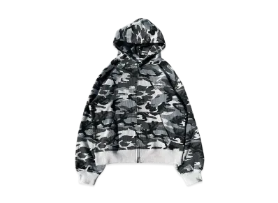 9090 King Logo Thermal Zip Hoodie "GRAY CAMO"