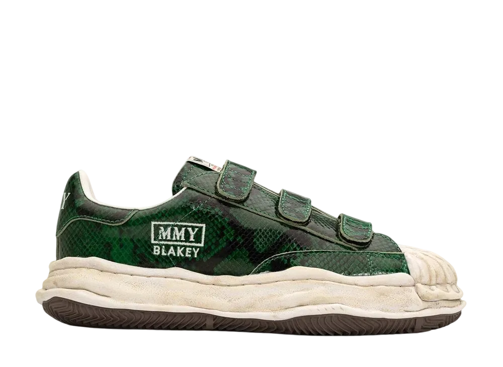 メゾンミハラヤスヒロ ブレイキー OG ソール パイソン プリンテッド レザー ロートップ スニーカー "グリーン" (A14FW737)