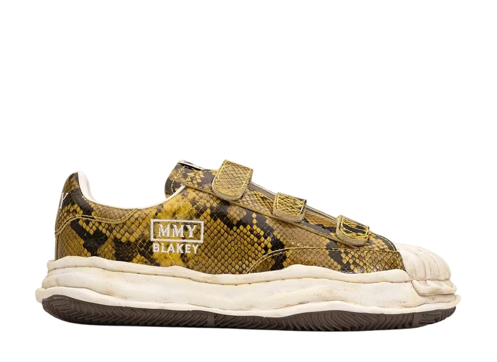 メゾンミハラヤスヒロ ブレイキー OG ソール パイソン プリンテッド レザー ロートップ スニーカー "イエロー" (A14FW737)