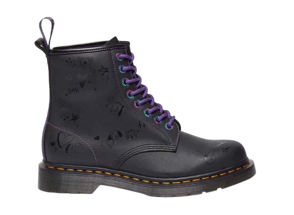 BT21 × Dr.Martens 1460 8-Eye Boots "Black Nappa"