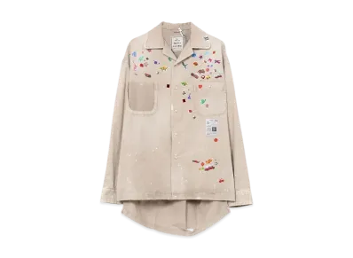 Maison MIHARA YASUHIRO Sticker Printed Corduroy Shirt "Beige"