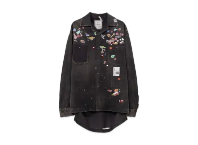 Maison MIHARA YASUHIRO Sticker Printed Corduroy Shirt "Black"