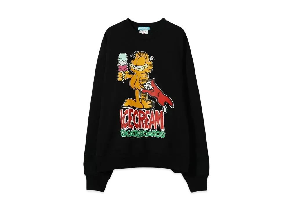 ICECREAM GARFIELD x ICECREAM COTTON SWEATSHIRT "BLACK"