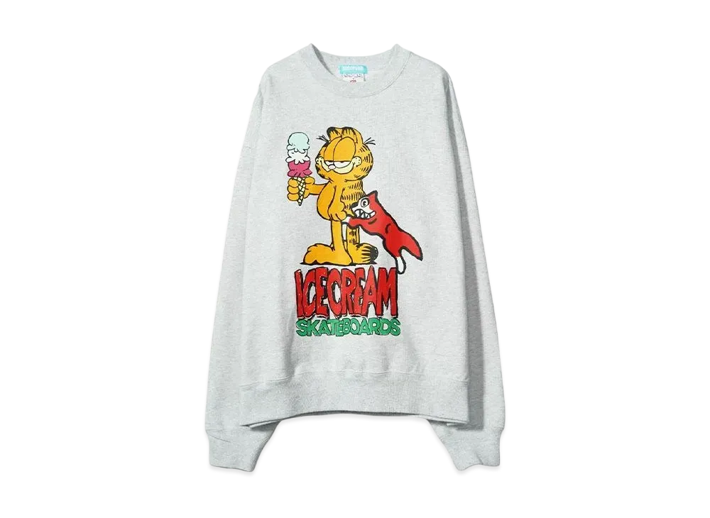 ICECREAM GARFIELD x ICECREAM COTTON SWEATSHIRT "ASH GRAY"