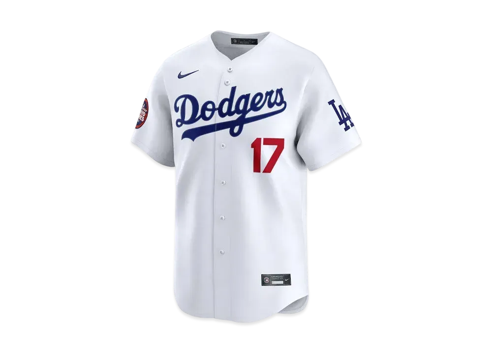 MLB Nike Dodgers Shohei Otani Uniform Limited Jersey Home MLB Tokyo Series Opening Game Sleeve Patch Included "White"