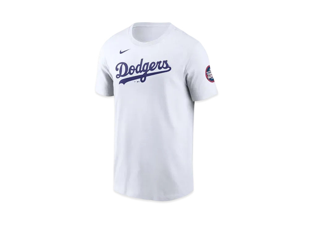 MLB Nike Dodgers Shohei Otani Name & Number Uniform Number T-Shirt MLB Tokyo Series Opening Game Sleeve Patch "White"