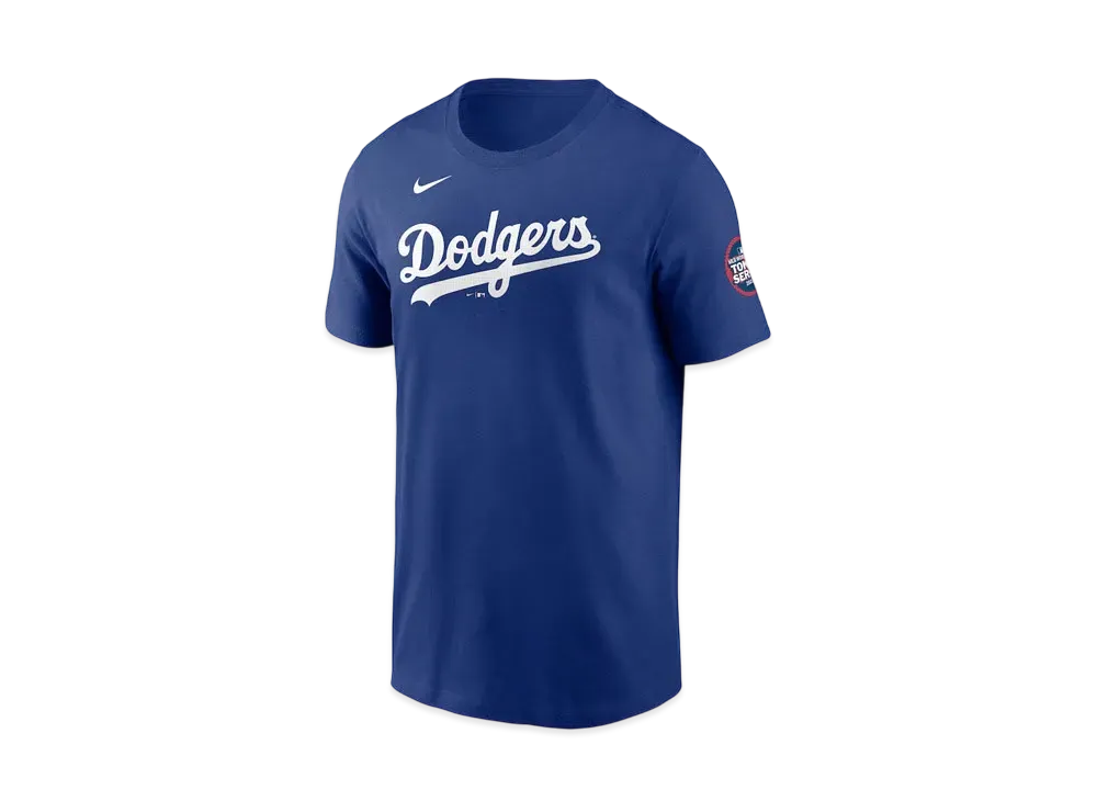 MLB Nike Dodgers Yoshinobu Yamamoto Name & Number Uniform Number T-shirt MLB Tokyo Series Opening Game Sleeve Patch "Blue"