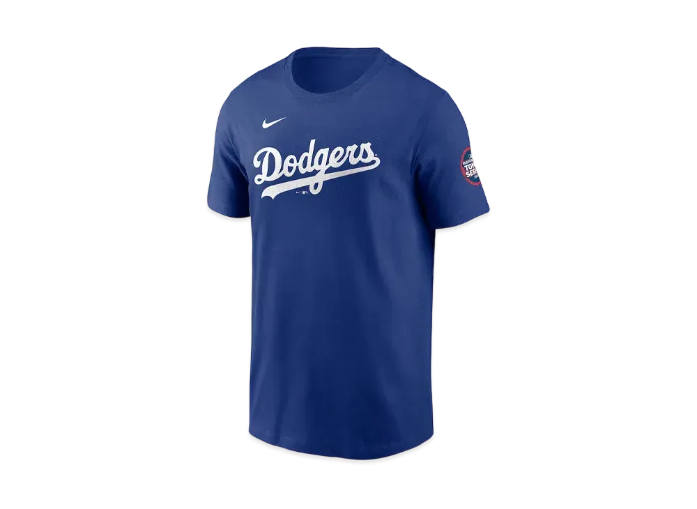 MLB Nike Dodgers Freddie Freeman Name & Number Uniform Number T-Shirt MLB Tokyo Series Opening Game Sleeve Patch "Blue"