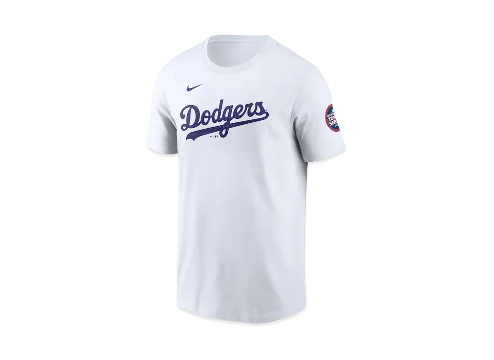 MLB Nike Dodgers Will Smith Name & Number Uniform Number T-Shirt 25MLB World Tour Tokyo Sleeve Patch "White"