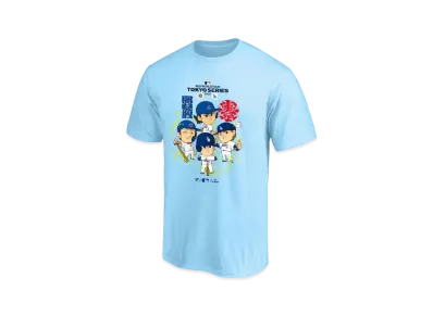 MLB Fanatics Shohei Otani Yoshinobu Yamamoto Shota Imanaga Seiya Suzuki MLB Tokyo Series Opening Game Illustration T-shirt Kids "Light Blue"
