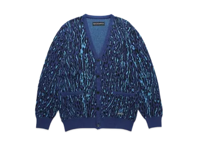 WACKO MARIA Leopard Jacquard Knit Cardigan "Navy"