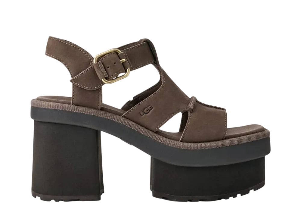 アグ ウィメンズ ニュー ハイツ プラットフォーム Tストラップ "ライトベージュ"モラセス"