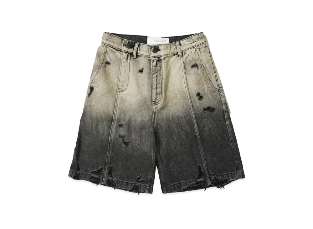 Feng Chen Wang DENIM GRADIENT WASHED SHORTS "BLACK"