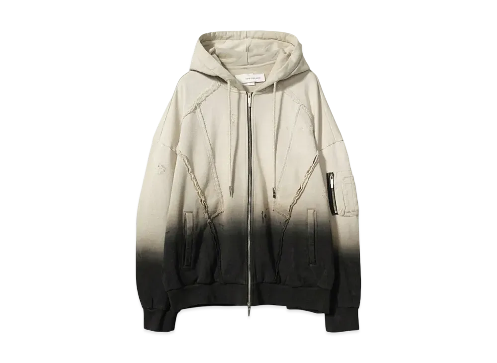 Feng Chen Wang DECONSTRUCTION ZIP HOODIE "BLACK"