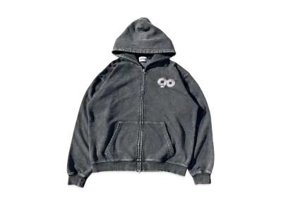 9090 90 Logo Assort Zip Hoodie "PIGMENT BLACK"