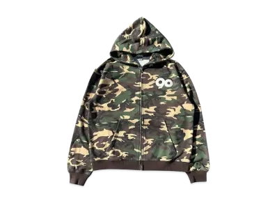 9090 90 Logo Assort Zip Hoodie "GREEN CAMO"