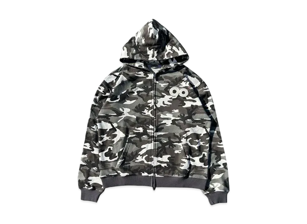 9090 90 Logo Assort Zip Hoodie "GRAY CAMO"