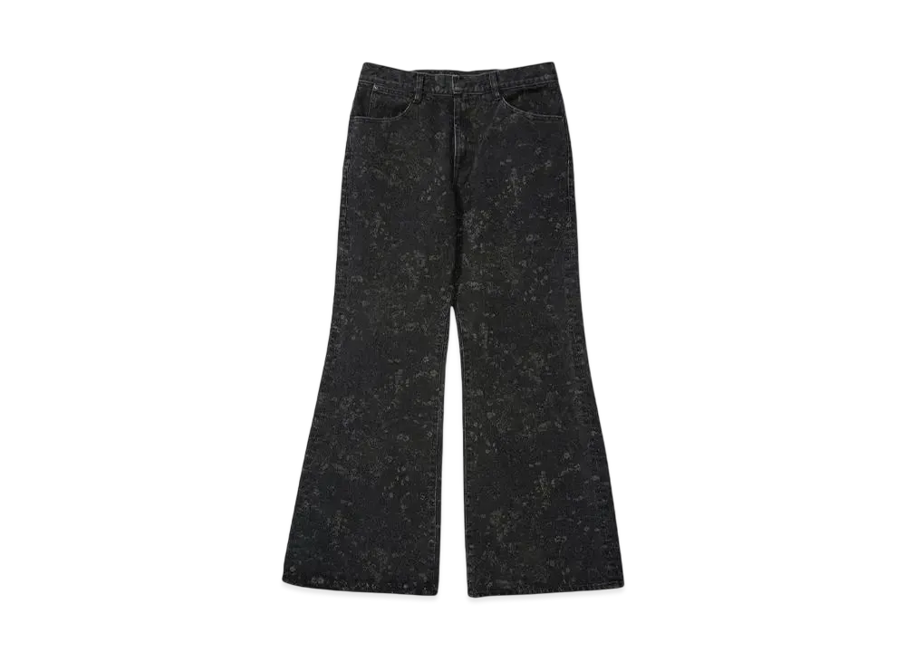 LAD MUSICIAN 14oz DENIM SMALL FLOWER FLARE "BLACK"