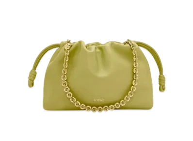 LOEWE Medium Flamenco Purse in Mellow Nappa Lambskin "Light Moss"