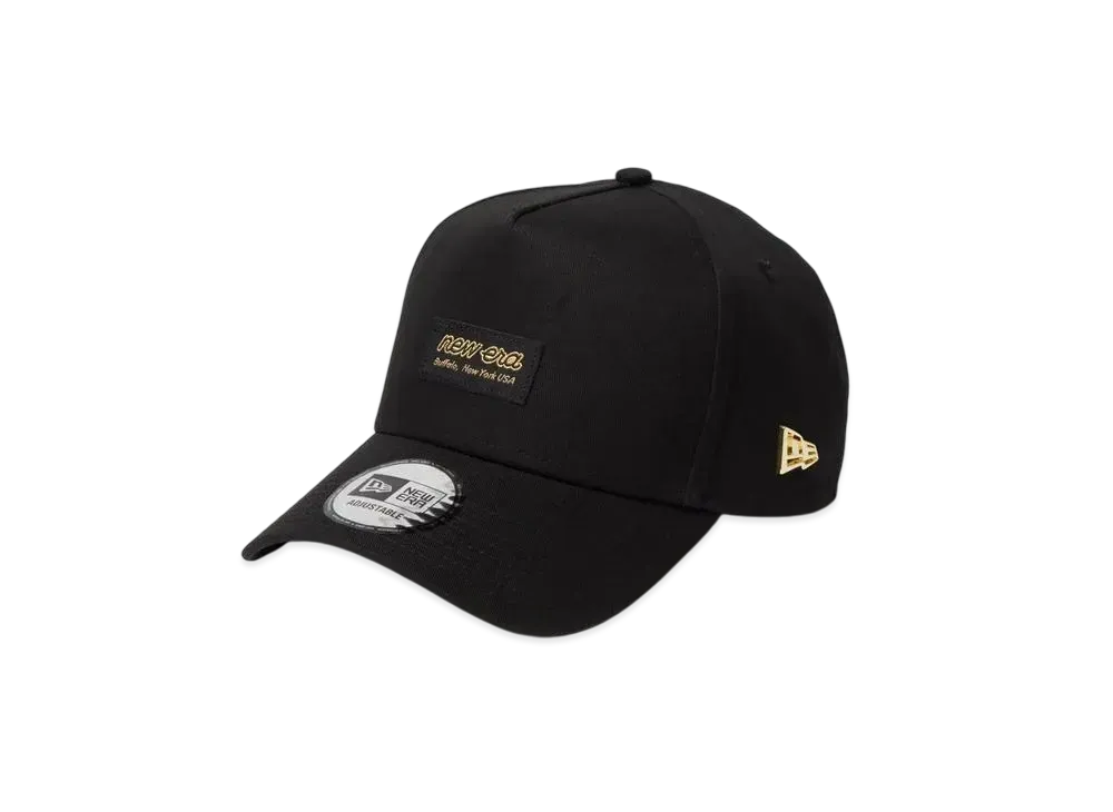NEW ERA 9Forty A-Frame Metal Flag Black Woven Patch "Black/Gold"