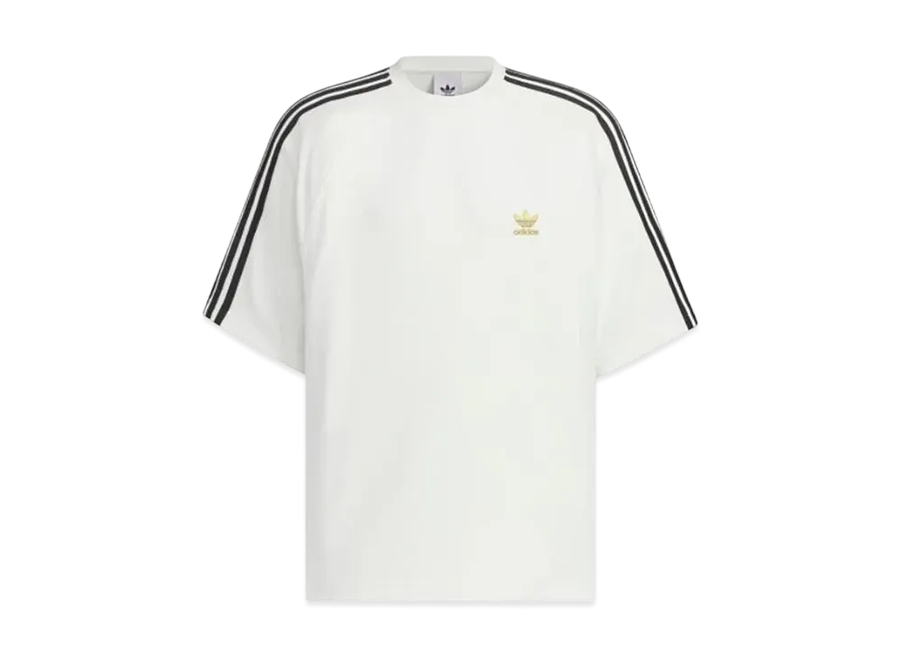 adidas Short Sleeve Terry T-shirt "Cloud White/Gold Metallic"