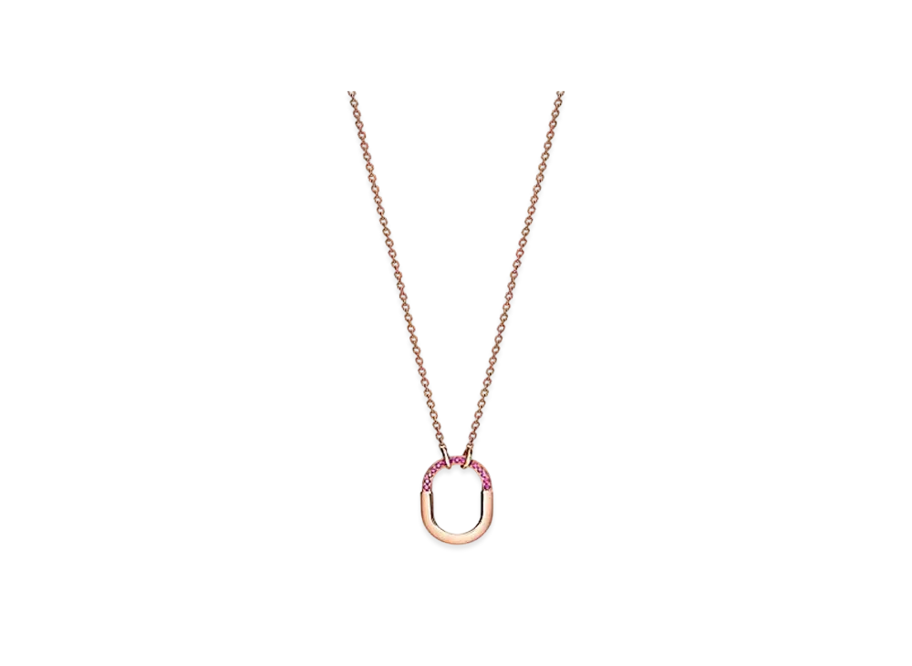 Tiffany & Co. Tiffany Lock Small Pendant "Rose Gold/Pink Sapphires"