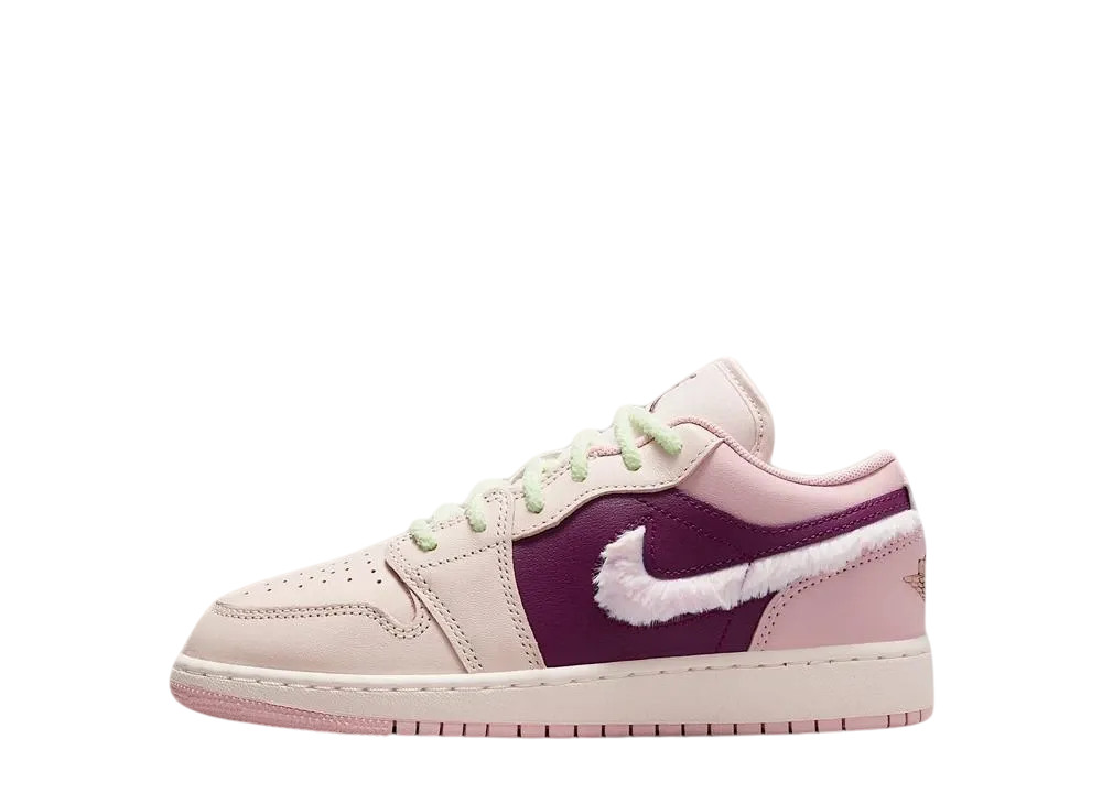 ナイキ GS エアジョーダン1 ロー SE "ピンクフォーム/ボルドー"