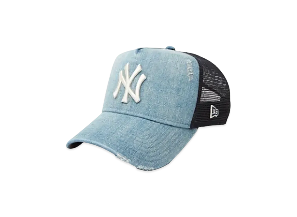 NEW ERA 9Forty A-Frame Tracker Damaged Series New York Yankees "Washed Denim"