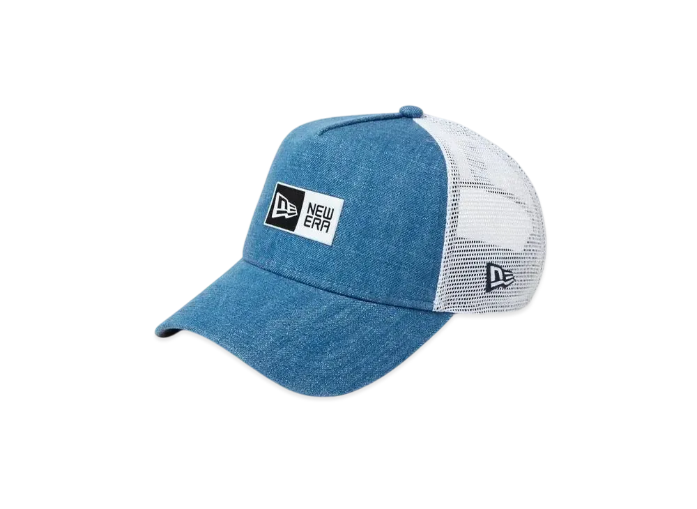 NEW ERA 9Forty A-Frame Tracker Box Logo TPU Logo "Washed Denim/White"