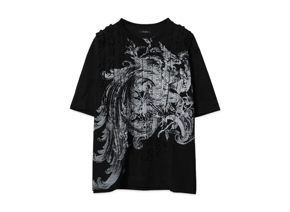 TAAKK RUFFLE PRINT T-SHIRTS "BLACK"