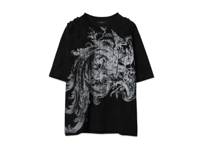 TAAKK RUFFLE PRINT T-SHIRTS "BLACK"