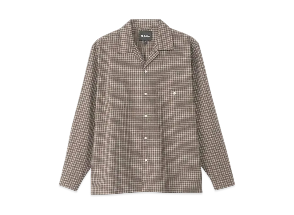 Goldwin Paper Linen Plaid Shirt (Unisex) "Jet Brown"