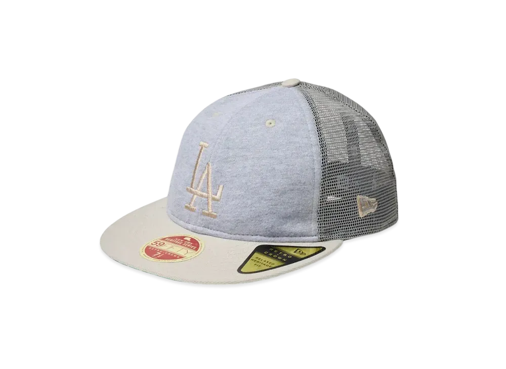 NEW ERA RC 59Fifty Flat Visor Trucker MLB Heritage Collection Los Angeles Dodgers Cooperstown "Gray/Stone"