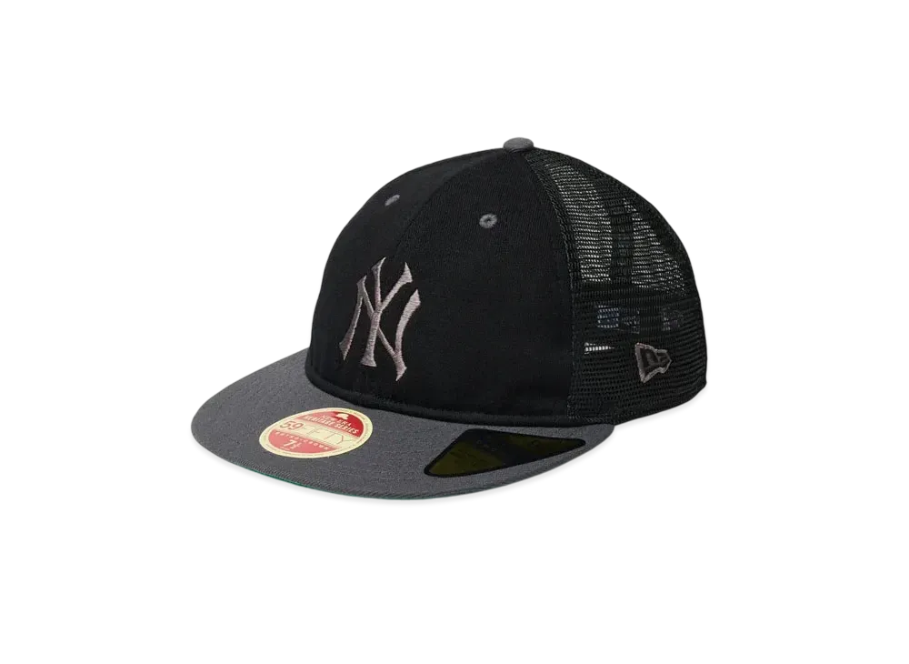 NEW ERA RC 59Fifty Flat Visor Trucker MLB Heritage Collection New York Yankees Cooperstown "Black/Dark Graphite"