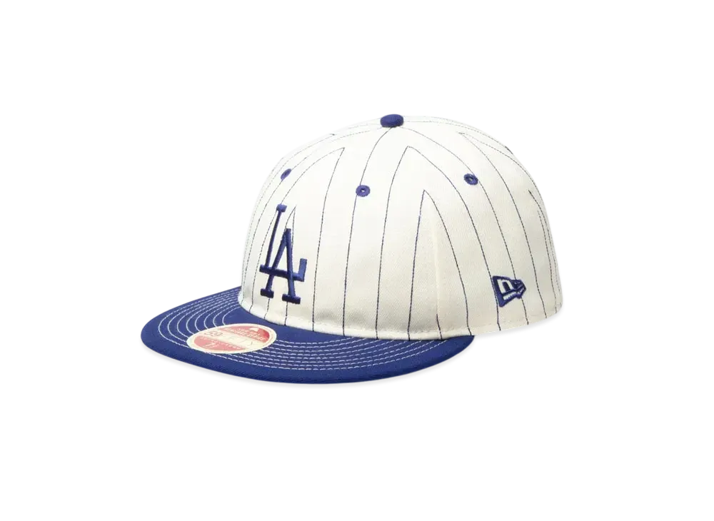 NEW ERA RC 59Fifty Flat Visor MLB Heritage Collection Los Angeles Dodgers Cooperstown Chrome Pinstripe "Dark Royal"