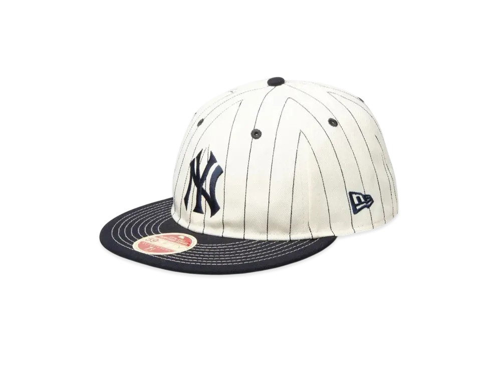 NEW ERA RC 59Fifty Flat Visor MLB Heritage Collection New York Yankees Cooperstown Chrome Pinstripe "Navy"