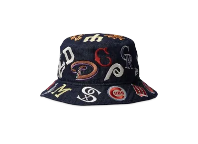 NEW ERA Bucket 01 Team Logo Allover MLB Cooperstown "Indigo Denim"
