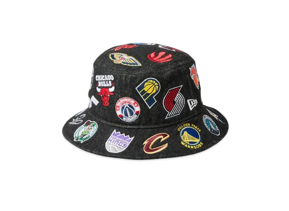 NEW ERA Bucket 01 Team Logo Allover NBA "Black Denim"