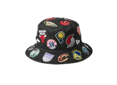 NEW ERA Bucket 01 Team Logo Allover NBA "Black Denim"