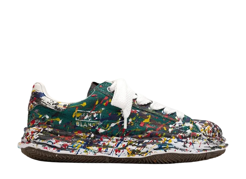 メゾンミハラヤスヒロ ブレイキー オリジナルソール スパッタリングペイントキャンバスローカットスニーカー "グリーン" (A14FW738)