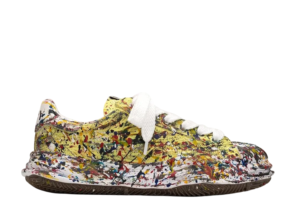 メゾンミハラヤスヒロ ブレイキー オリジナルソール スパッタリングペイントキャンバスローカットスニーカー "イエロー" (A14FW738)