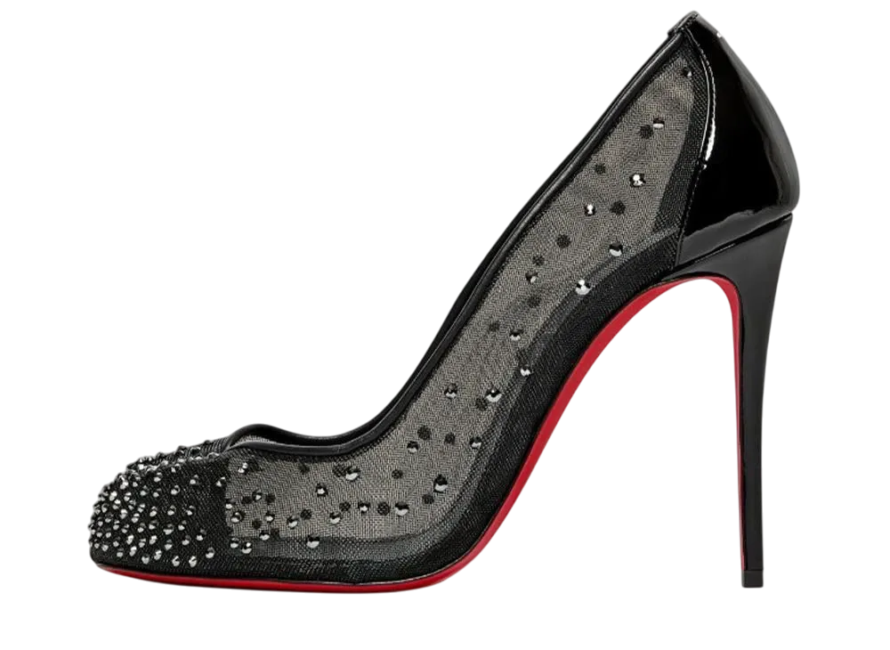 クリスチャンルブタン × メゾンマルジェラ ウィメンズ ブリディエラ ウナ ストラス "ブラック"