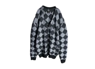 NEEDLES V Neck Cardigan Checkered "Gray"